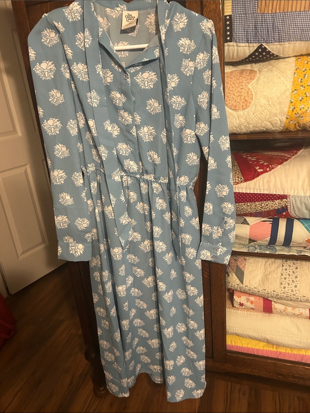 Blue Floral Long Sleeve Dress